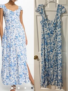 ASOS Tall Blue Floral Sweetheart Dress